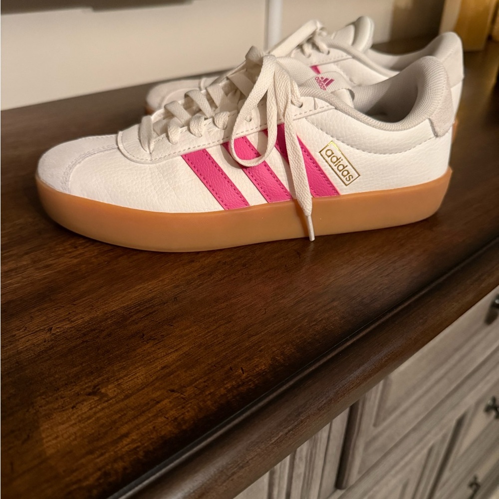 Adidas Cream and Pink Casual Sneakers
